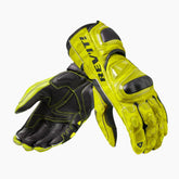 Guanti Jerez 3, un guanto moto in pelle con protezione avanzata. Colore Neon Giallo-Nero. Di REV'IT!.